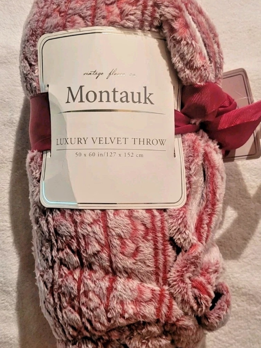 Montauk Luxury Velvet Throw Heather Plush Burgundy New 50"x60"